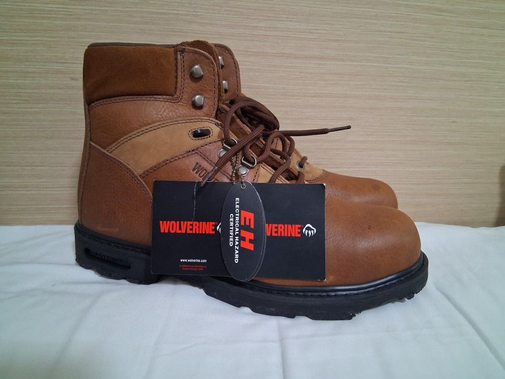 Brown Leather Steel Toed Work Boot Wolverine Size 12