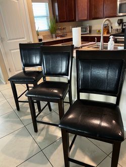 Dark Brown Bar Stools (Set of 3)