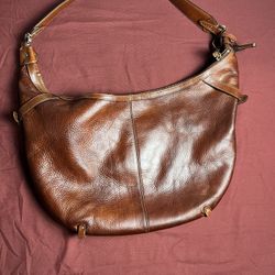 Liz Claiborne NYC Mahogany,  Classic  Leather Hobo Bag Logo LC