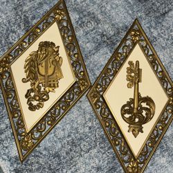 Vintage Dart Industries Set Of 2 Diamond Wall Plaques