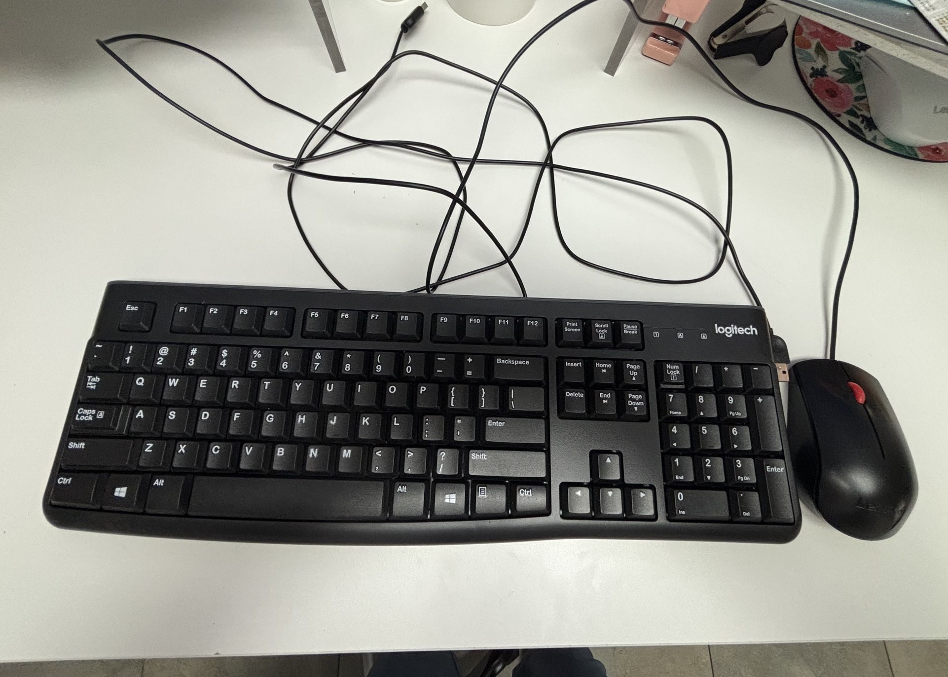 Keyboard With Wired Mouse