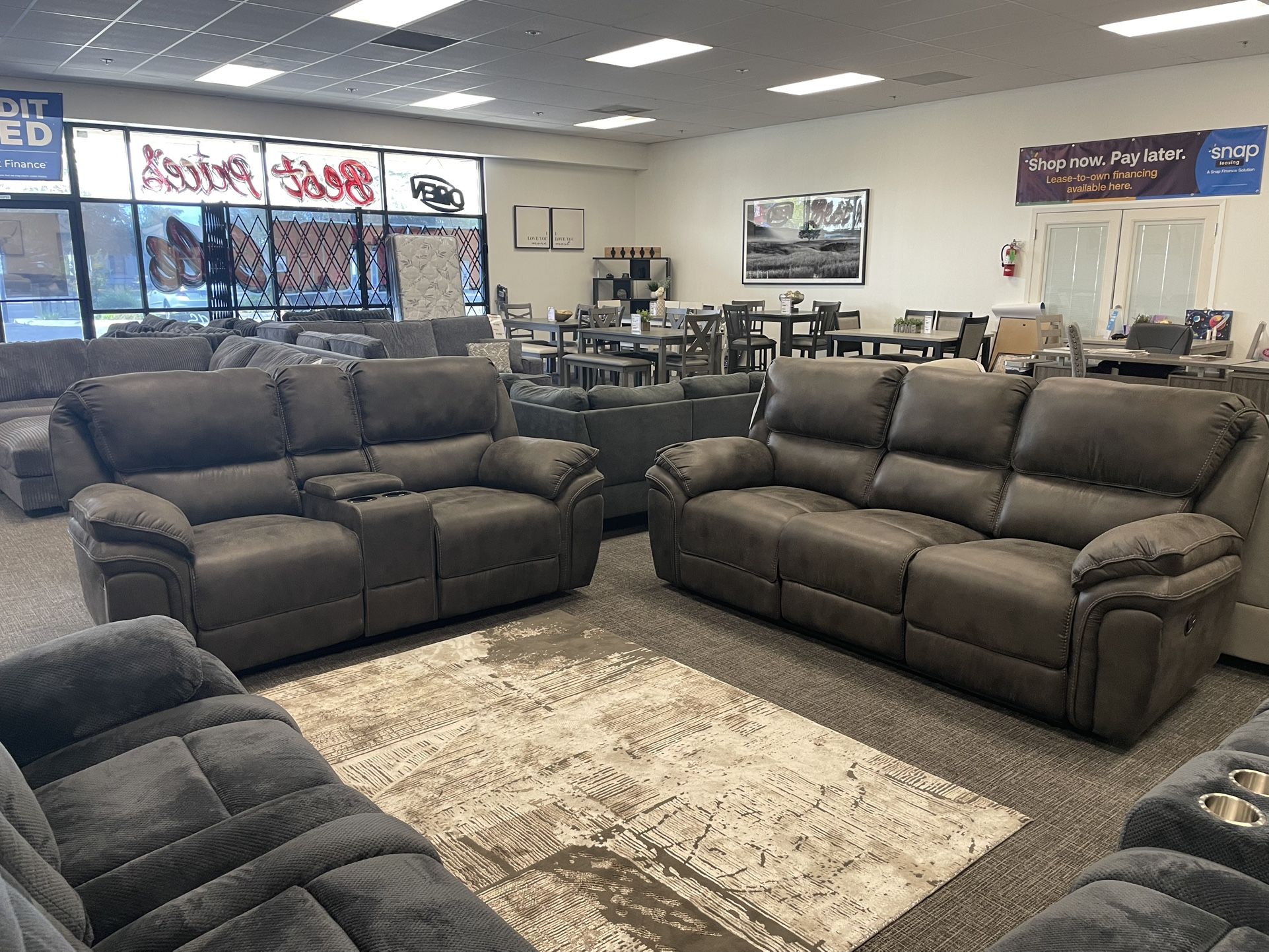 2 Pc Sofa & Loveseat Reclining Set- EZ $10 Down Payment Options Available