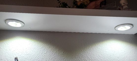 2 White Shelves ( Set) 36" x 9" with 2 lights underneath (Batteries)