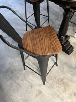 4 Tolix-style Pivot Bar Stools