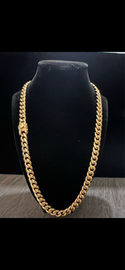 24”   18k Gold over Stainless 10mm Cuban with Box Lock