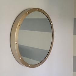 Large Gold Metal Round Wall Mirror 