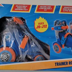 Hot Wheels Trainer Roller Skates for Kids,Size J9–J12, Comfort Fit, Blue/Orange