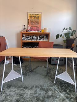 IKEA Minimalist Modern Desk with Triangular Metal Bases