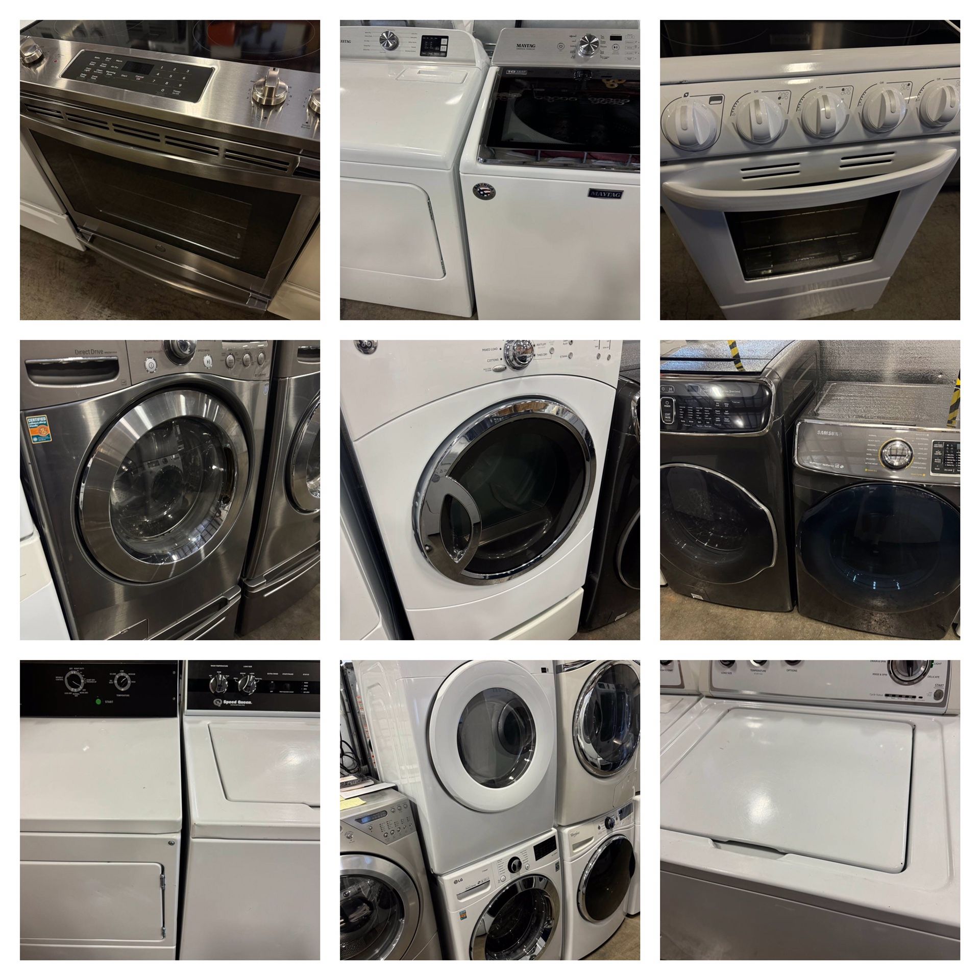 Washer Dryer Set Sets Washing Machines Dryers Electric Gas Ranges Stoves Ovens Hoods Free Warranty 
