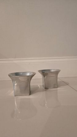 Silver Metal Tealight Candle Holders Set of 2