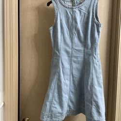Brand New Size XS sleeveless denim dress with pockets. Never worn. 