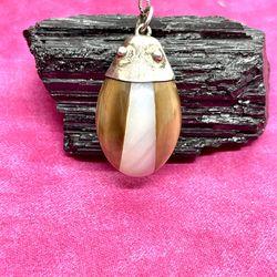 Silver .925 MOP Shell Beetle Necklace