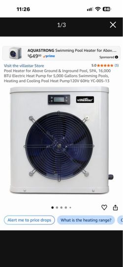 Villastar 16,000 BTU Pool Heat Pump