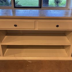 Distressed White Shelves With Drawers
