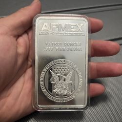 10 oz  silver bar apmex bar .999 silver 