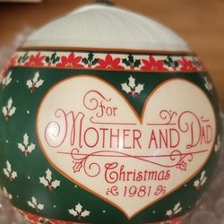 1981 Hallmark "Mother & Dad" Satin Ball Christmas Ornament