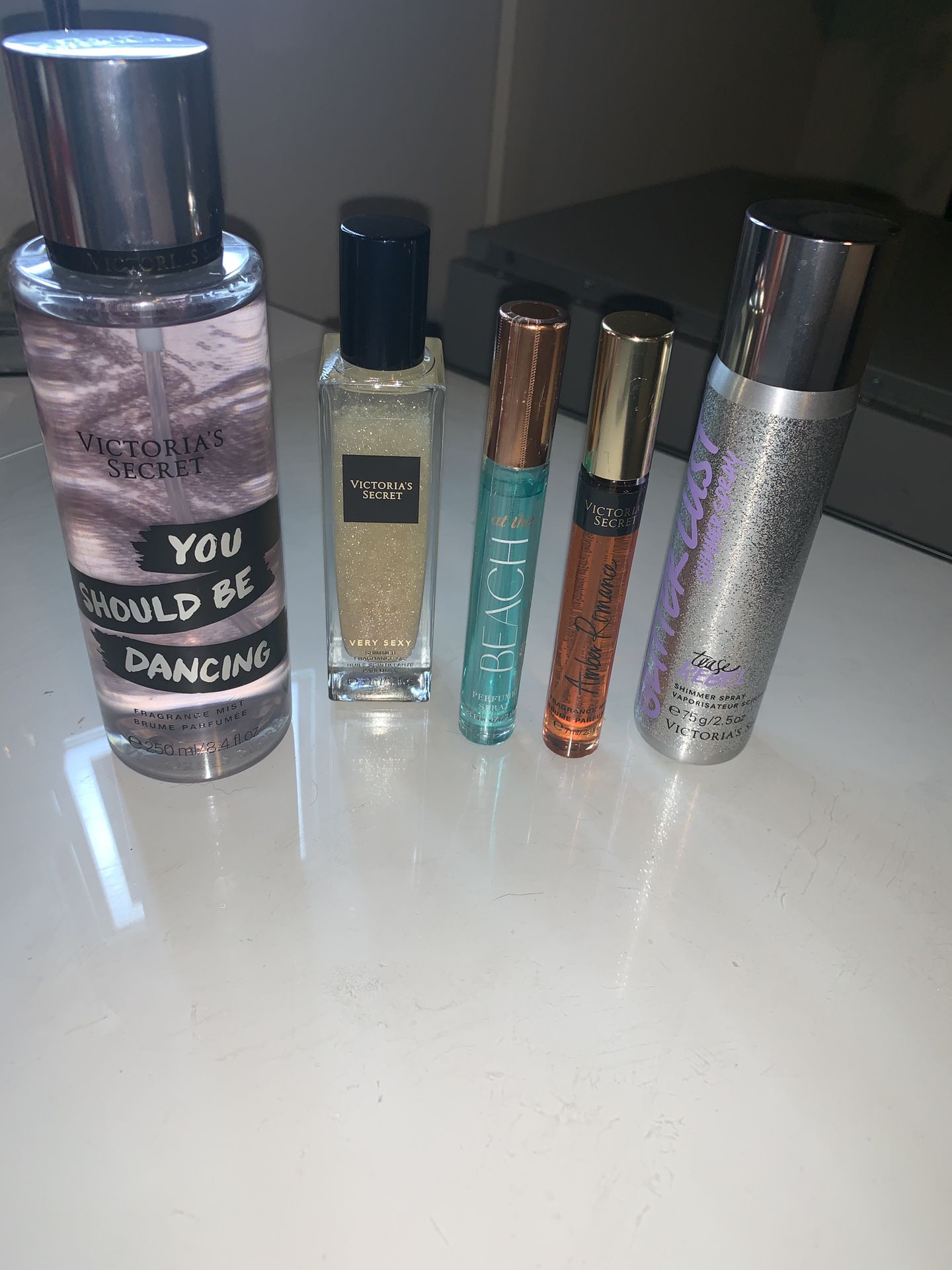 Victoria’s Secret perfumes, fragrance mist, fragrance shimmer oil, shimmer spray