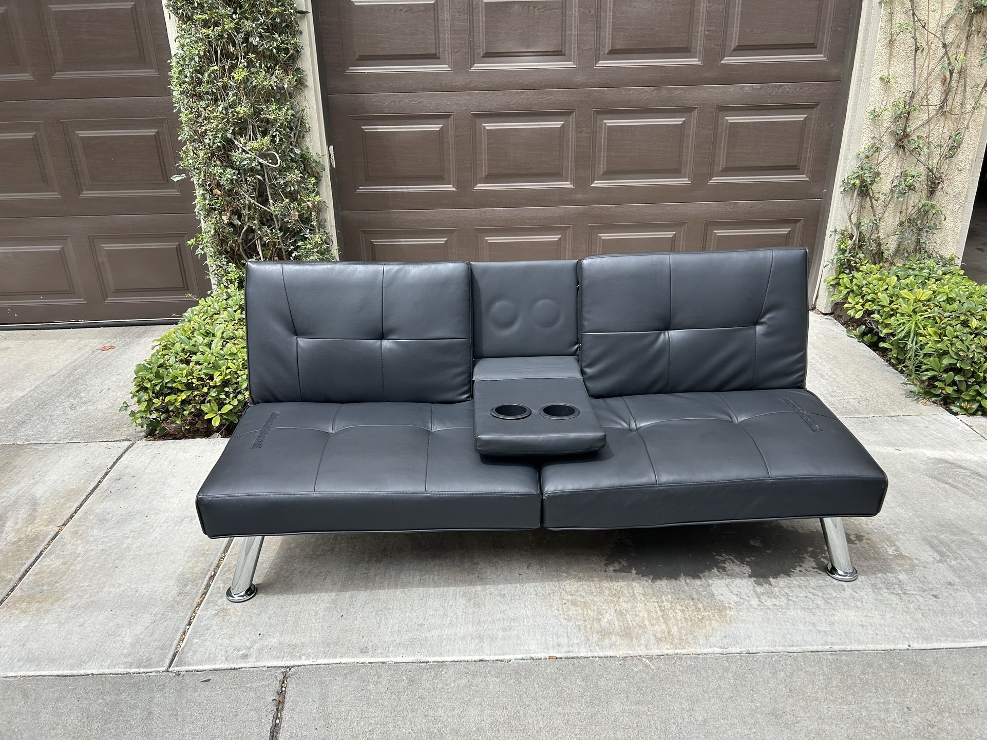 Leather Sofa Couch Futon