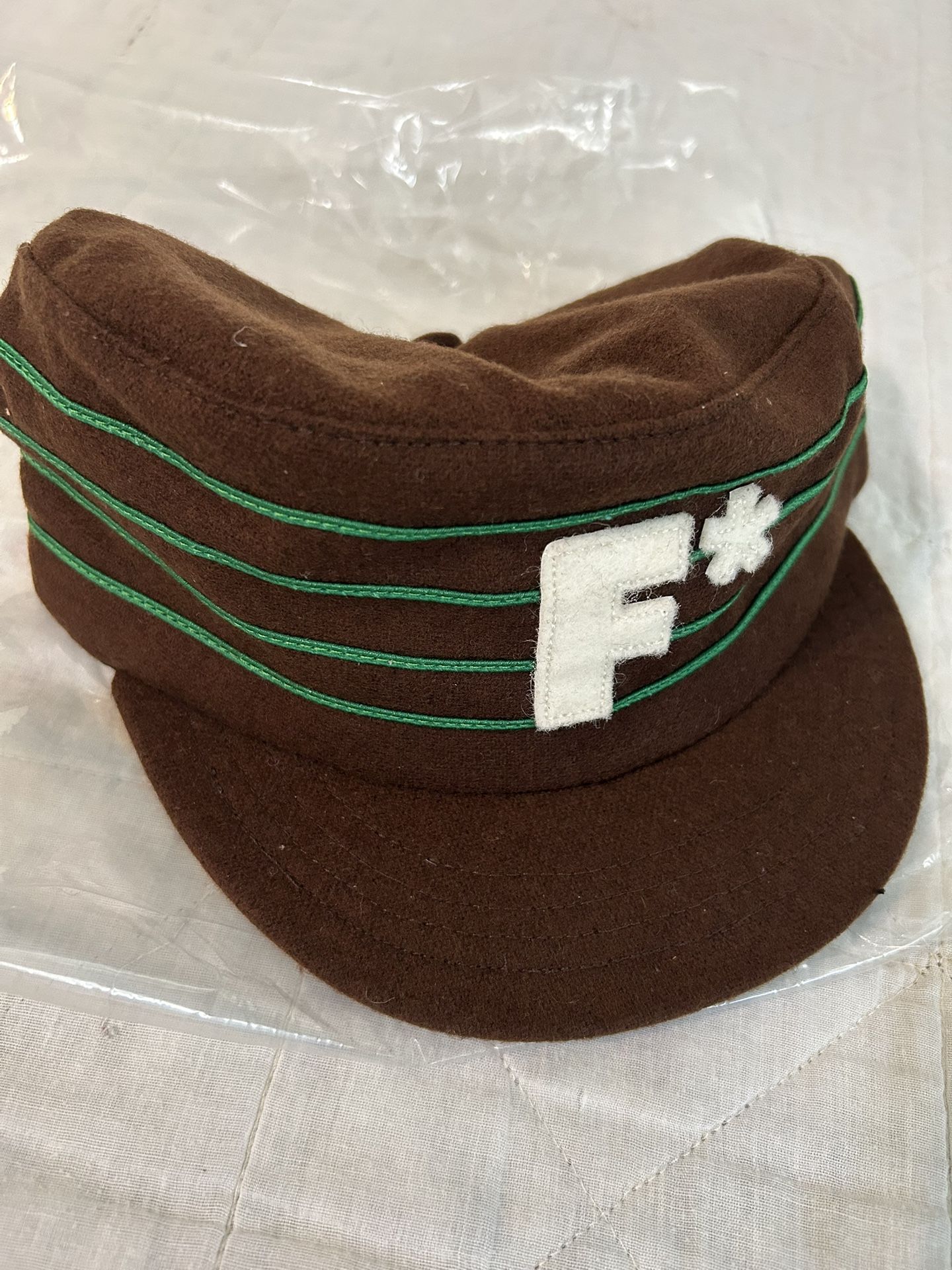 7 1/2 Golf Le Fleur Pinstripe short brim ebbets fitted hat brown green