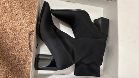 Black Stretch Ankle Boots with Block Heel