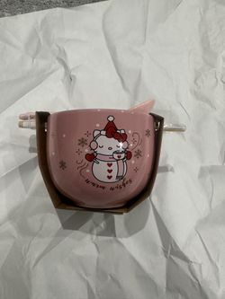 Hello kitty Ceramic Bowl With Chopsticks And Spoon