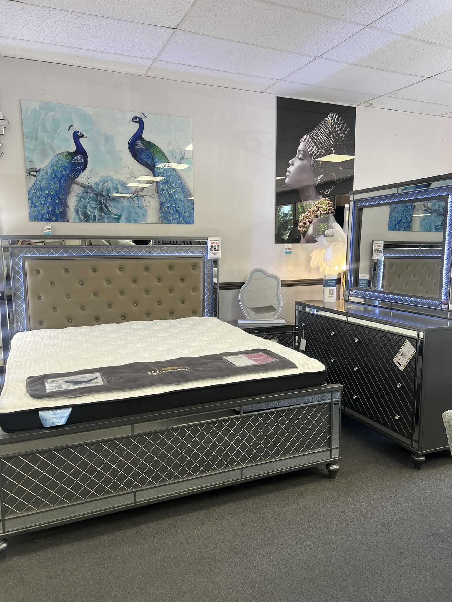 4PC Gray King Bedroom Set