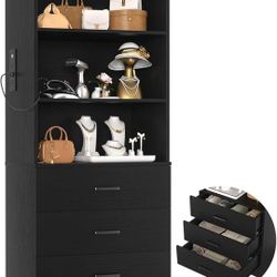 L211 23.6" Closet Drawers System, Wood Closet Organizer System with 3 Drawers, Modular Small Walk-in Closets Storage Unit, Black (23.6"L x 13.8"