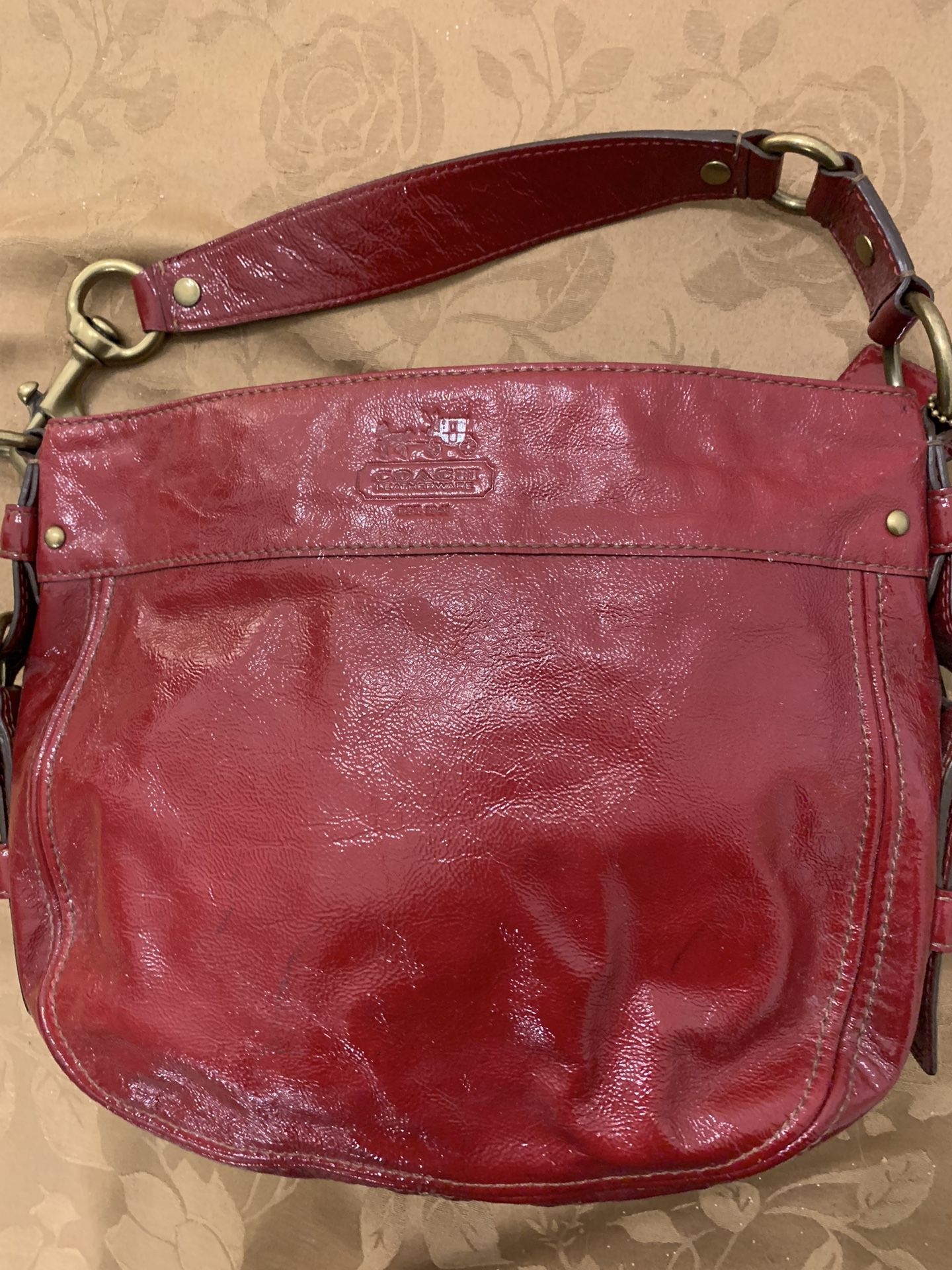 Coach Crimson Patent Leather Red Shoulder Bag