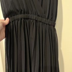 Black Plissé Midi Dress