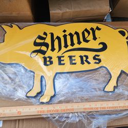 Shiner Bock Pig Metal Beer Bar Sign