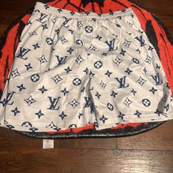 White And Blue LV Shorts 