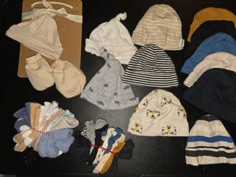 0-6 Boy Hats, Socks, Mittens- New & Used
