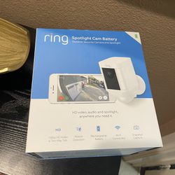 Ring Spotlight Wire-free Rechargeable Battery Security Camera - White