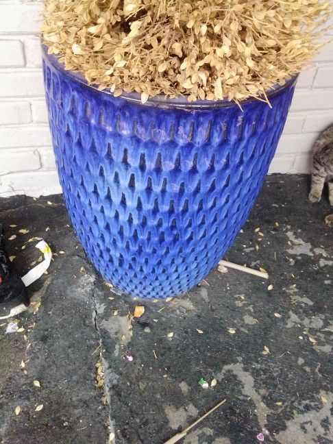**Set Of 2**Like New Ocean Blue Honeycomb Planter