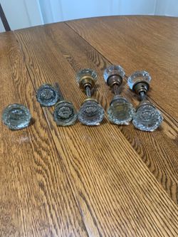 Vintage Glass Door Knobs with Brass Hardware