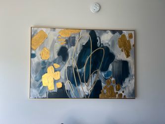 Large Abstract Canvas Wall Art with Gold Accents — $100 OBO