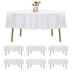 Wedding Table Cloths - 8ft Round White & Burlap