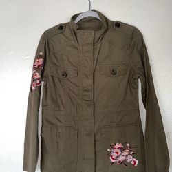 Long Denim Embroidered Coat 