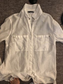 massimo dutti Cotton Silk Shirts With Golden Button Size M