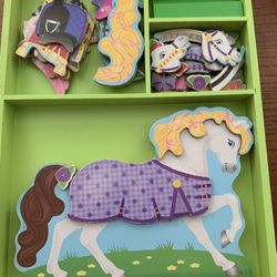 Wooden Horse Doll With Magnetic Dress Up Accessories 