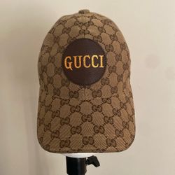 Gucci Hat With Leather. Adjustable Strap 