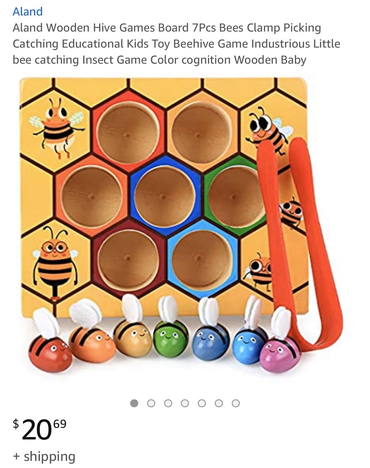 Aland Wooden Hive Games Board 7Pcs Bees Clamp Picking Catching Educati