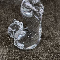 Vintage Crystal Glass Squirrel Figurine – Heavy Solid Art Glass 🐿️