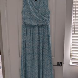 Land's End Petite Sleeveless Turquoise Blue Dress. Size PM