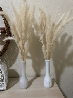Two Vases With Pampas Plumes