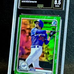 2020 Bowman Chrome 🔥 Mookie Betts 🔥 Green Refractor /99 GMA 8.5 NM-MT 💎 - Los Angeles Dodgers