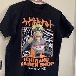 Naruto Shippuden Collection Ichiraku Ramen Soup Mens T Shirt Size M Medium Black