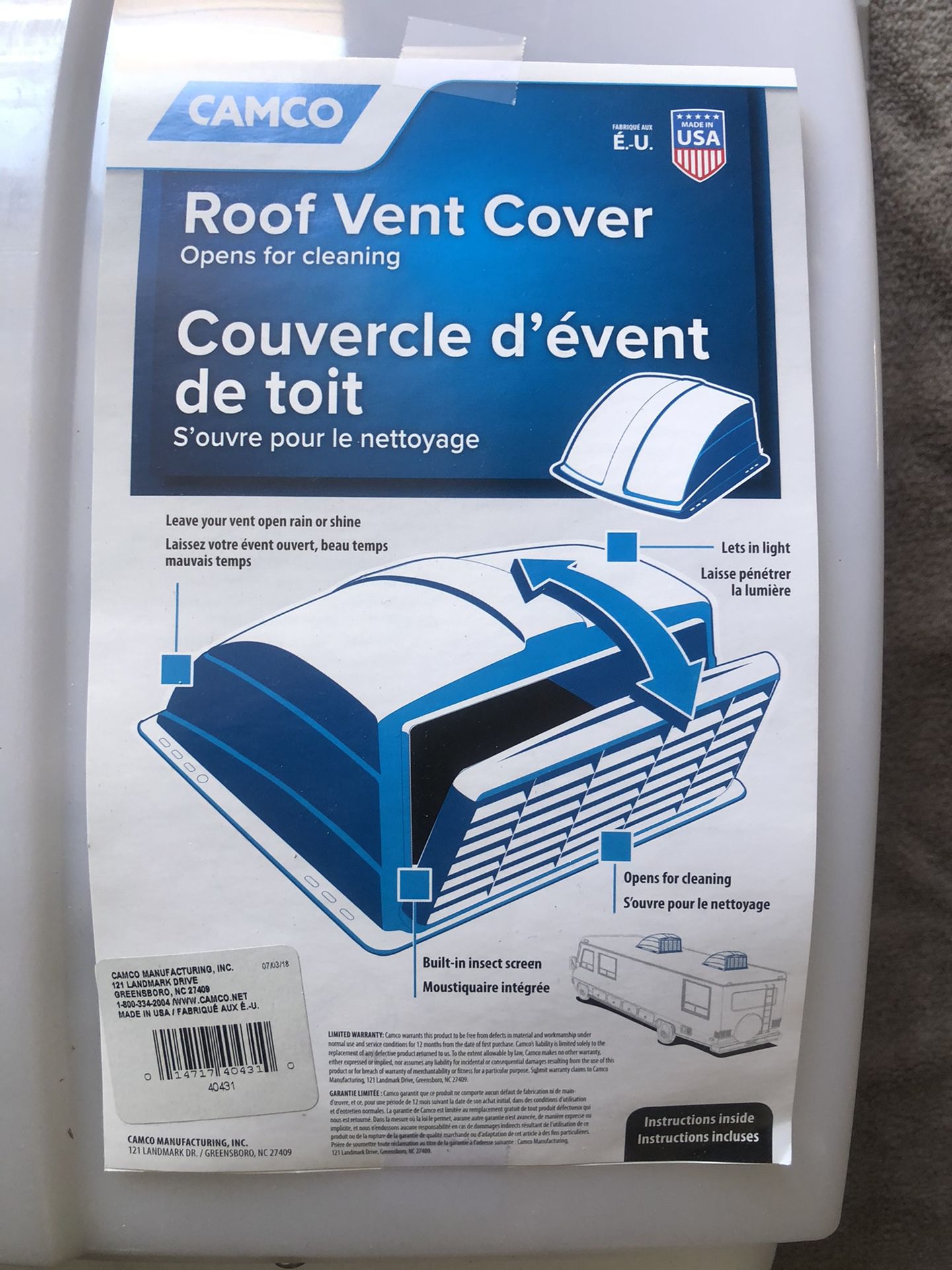 RV or trailer Vent roof cover