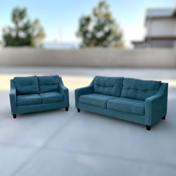 Ashley Furniture Shayla Teal Sofa Couch Set - 🚚 DELIVERY AVAILABLE