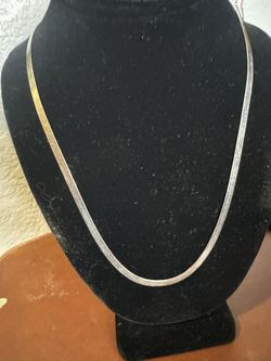 Italian Sterling Silver 925 Herringbone Chain Necklace – Flat Snake Style – 20”